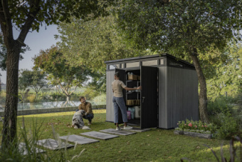 Сарай пластиковый Пент (PENT) 9×7 серый, коричневый